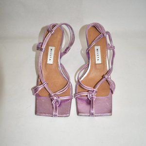 $400 MIISTA Sally Strappy Square Toe Sandal SCULPTED PINK LEATHER 38 (TB20)